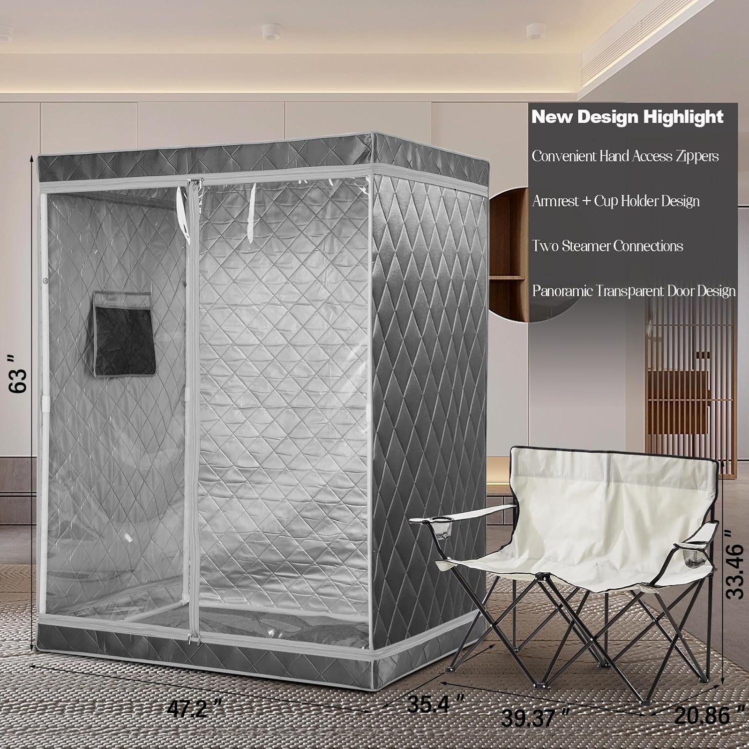 Portable 2 Person Sauna Tent for Home, Foldable Lightweight, Steamer Not Included K905