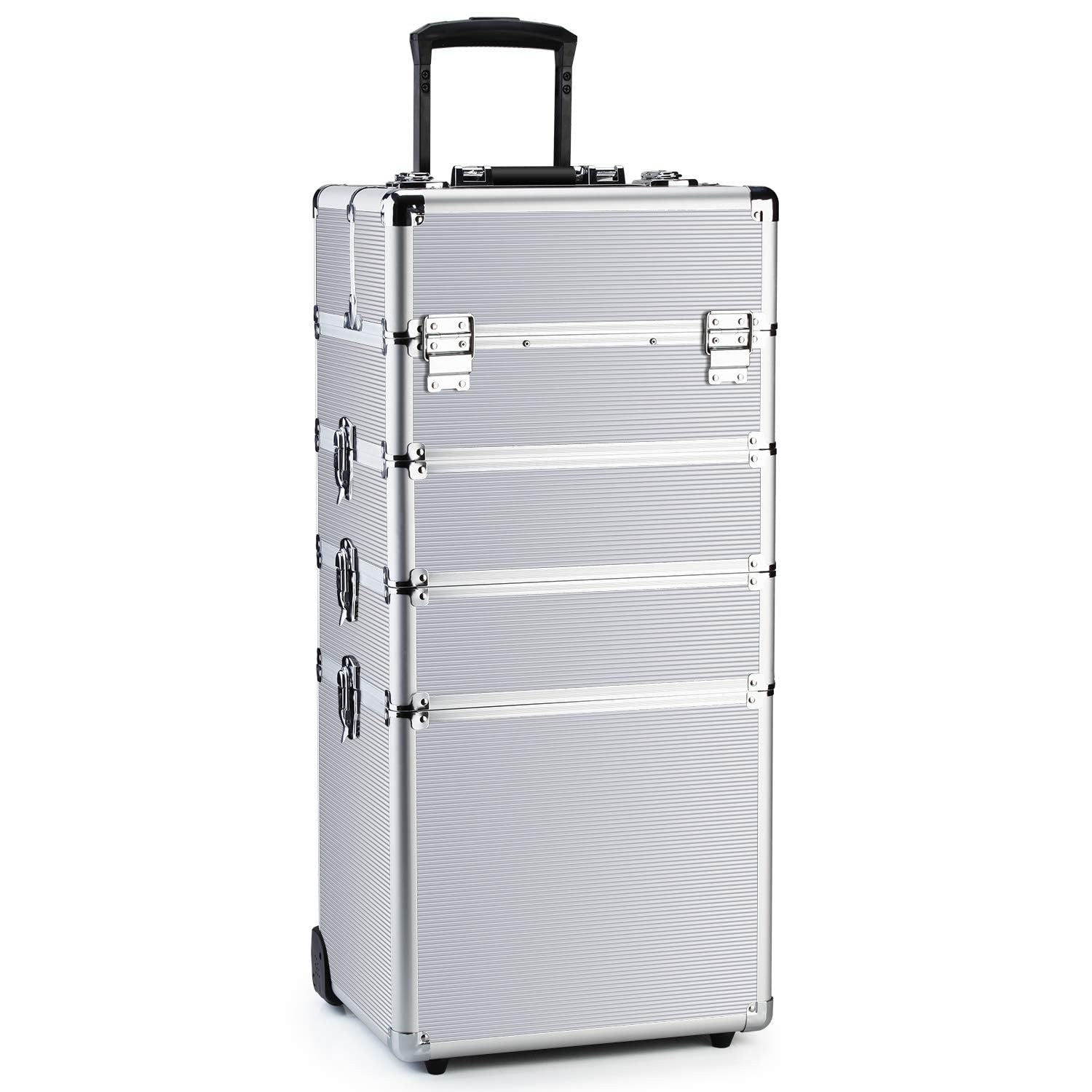 Rolling Makeup Train Case with Folding Trays W4514