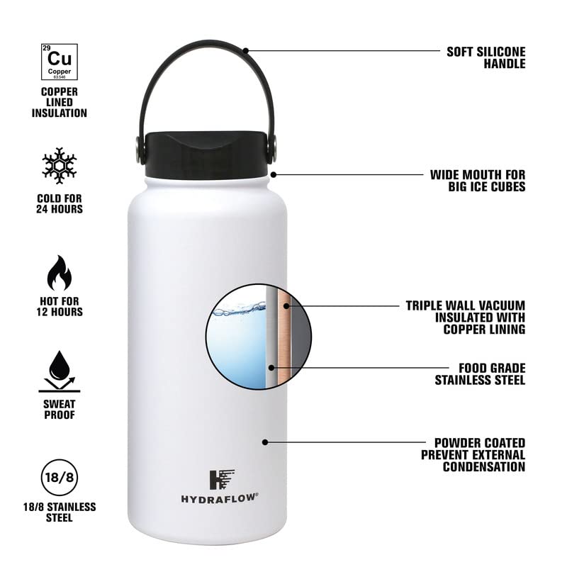 Triple Wall Vacuum Insulated Water Bottle with Wide Mouth Lid, 25oz, Stainless Steel L639370