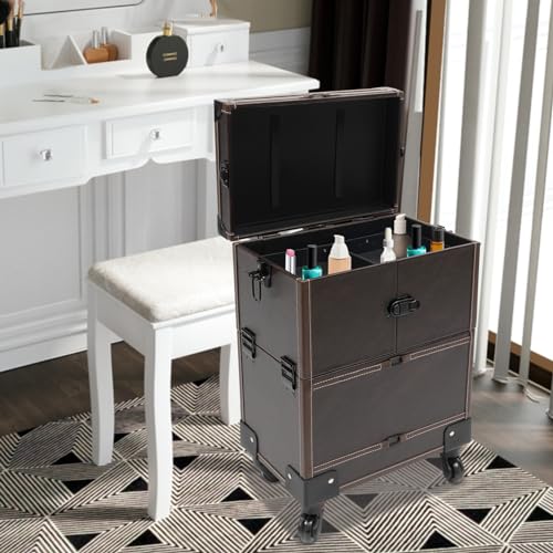 Makeup Rolling Train Case with Mirror and 4 Wheels A344880