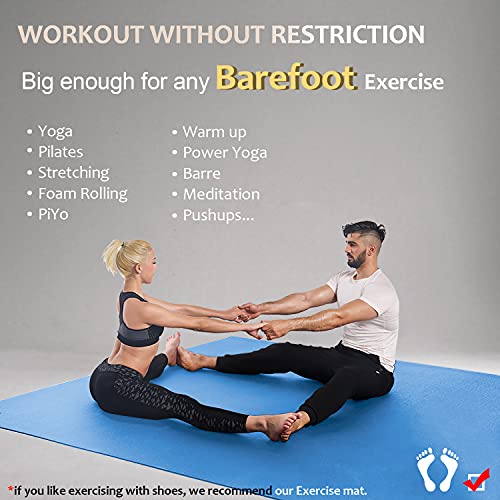 Extra Large Yoga Mat 12x6x7mm, Non-Slip Thick Workout Mat for Home Gym Flooring I124
