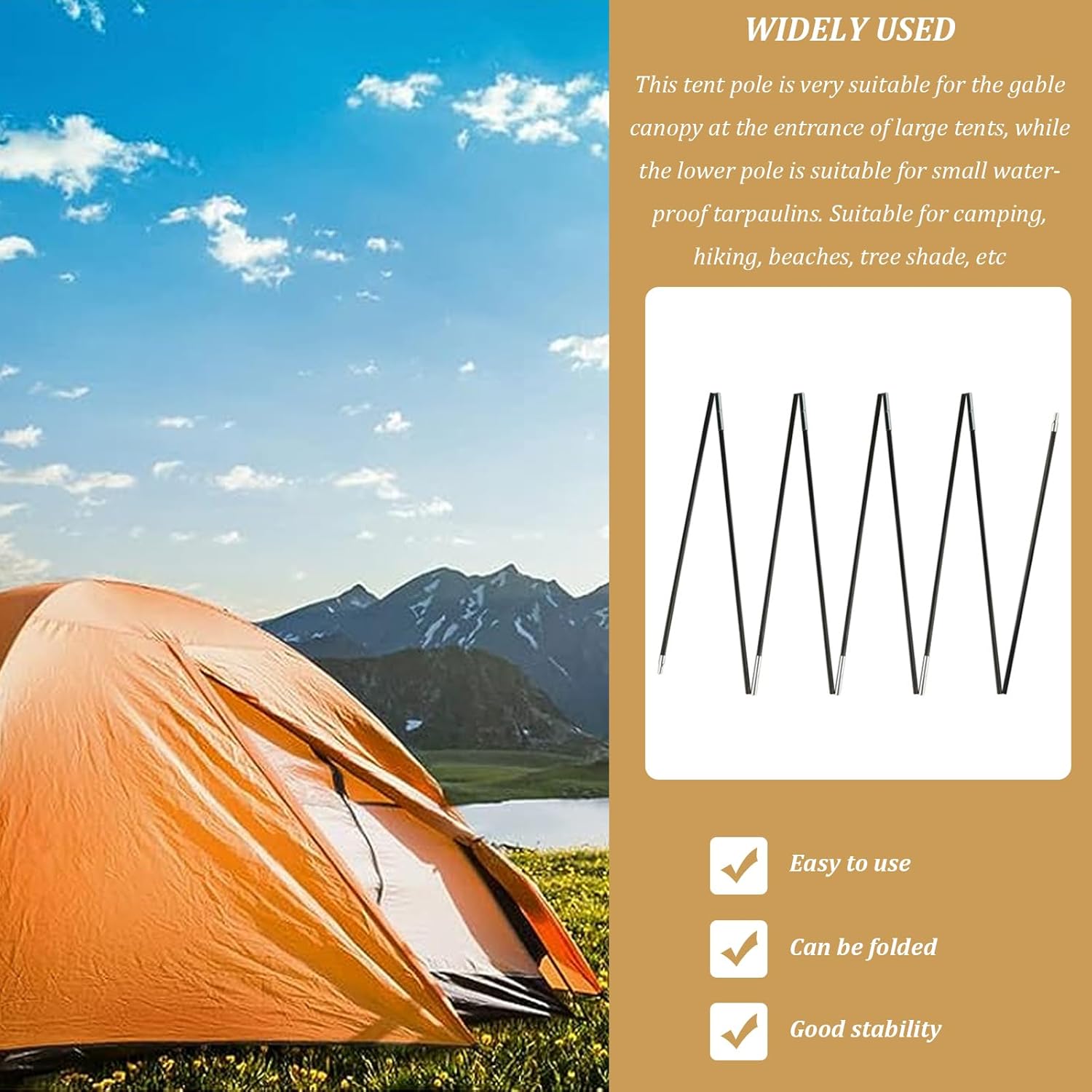 Tent Poles Replacement 8mm 12.8ft Adjustable Fiberglass for Camping N8553