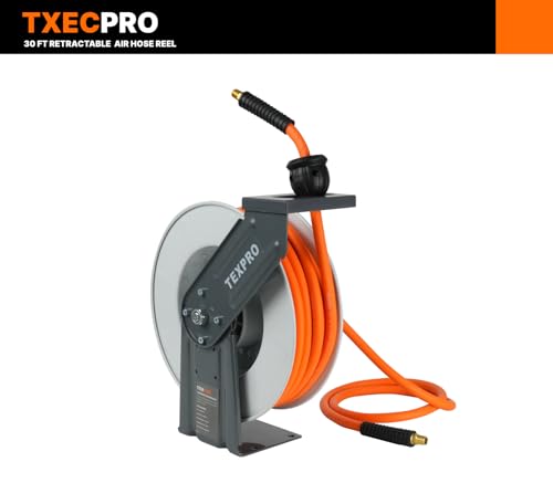 Retractable Air Hose Reel, 3/8 in x 30 ft, 300 PSI, Ceiling/Wall Mounted U1226