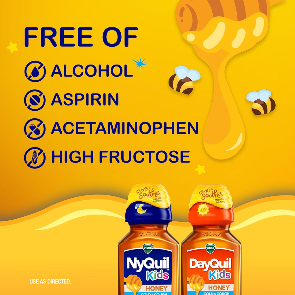 Kids Daytime & Nighttime Cold and Cough Relief, Honey Flavor, 2 Bottles C222579