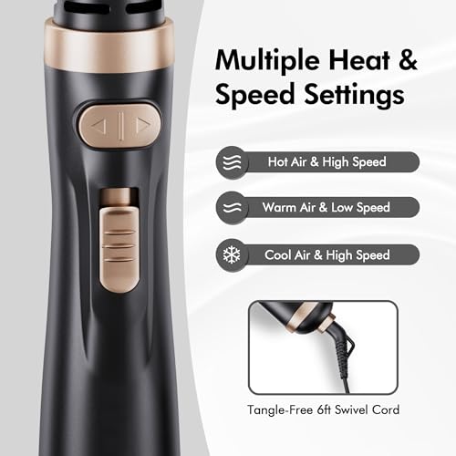 Rotating Hair Dryer Brush with 2-Inch and 1.5-Inch Attachments D9171