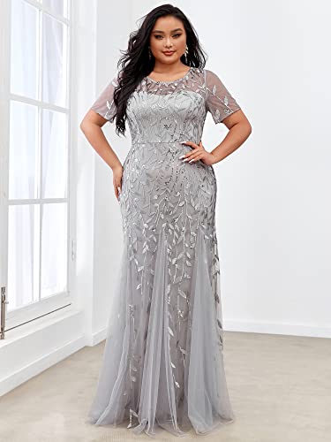 Plus Size Sequin Mermaid Maxi Evening Dress C100303