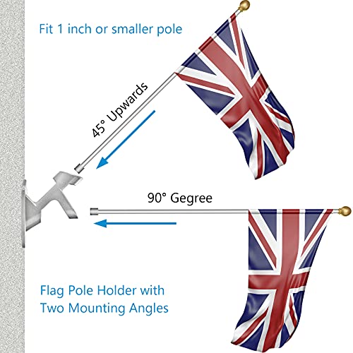 Heavy Duty House Flag Pole Holder Bracket, Aluminum Mount, Stainless Steel Hardware, 1" Inner Diameter L10567