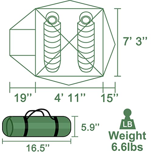Lightweight 2-Person Backpacking Tent, 4 Season Waterproof Camping Tent F2085