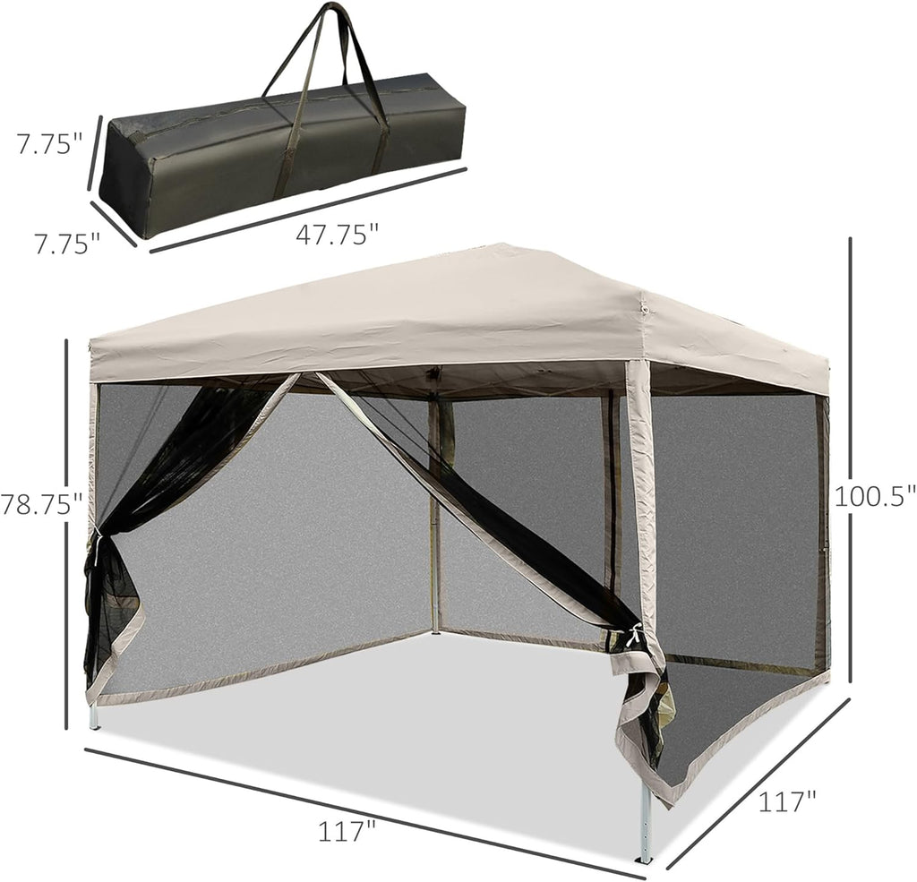 10 x 10 Pop Up Canopy Tent with Netting, Height Adjustable, Carry Bag P18630