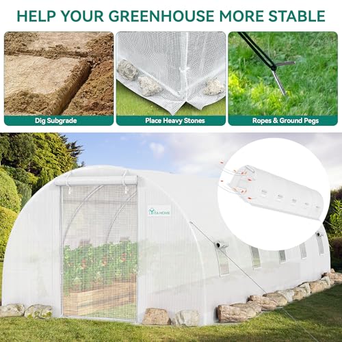44x10x7ft Greenhouse Extra Large Heavy Duty 4 Zipper Doors Outdoor Walk in Tunnel Plant Gardening B641880