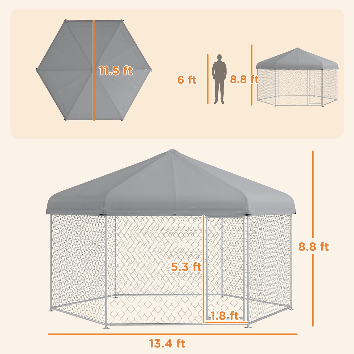 Outdoor Dog Kennel with Waterproof UV Resistant Roof for Medium and Large Dogs K5872