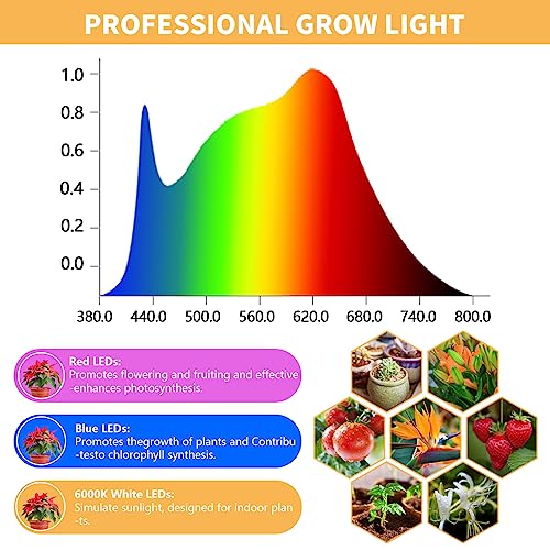 Grow Light for Indoor Plants, Full Spectrum Halo Lamp with Timer D86389