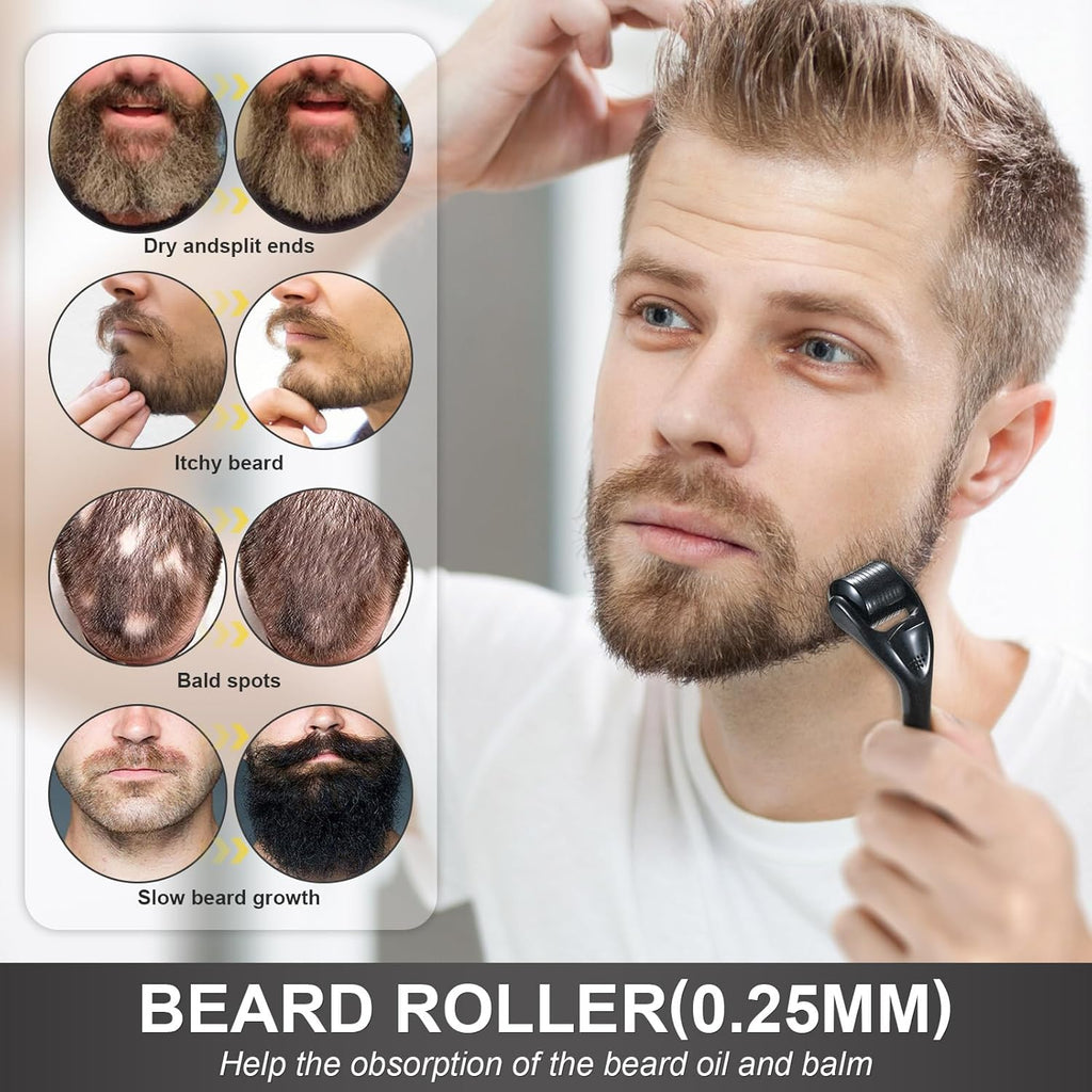 Beard Growth Kit with Oil, Balm and Comb for Men T7175