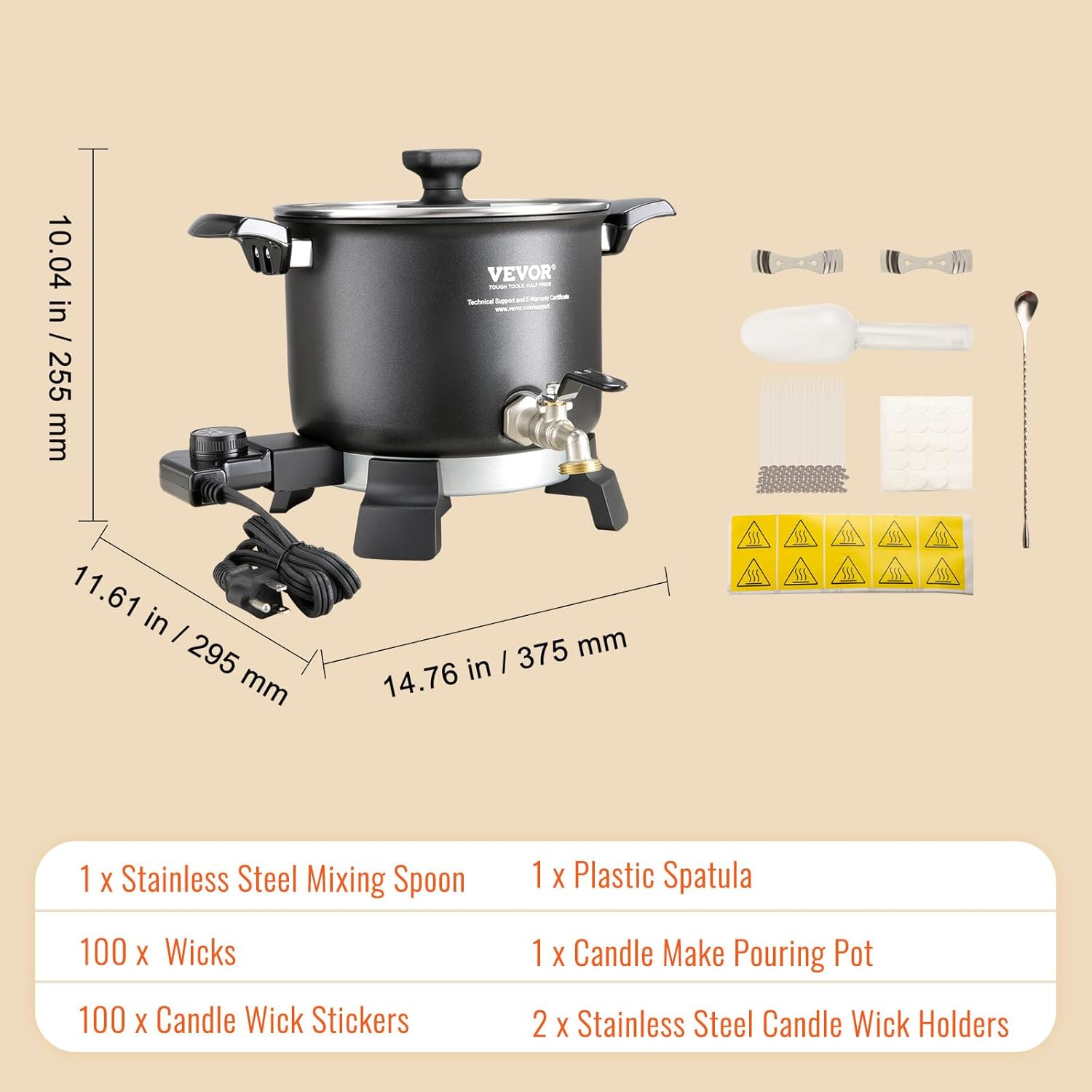 5 Liter Electric Wax Melting Pot with Pour Spout and Temperature Control Y271