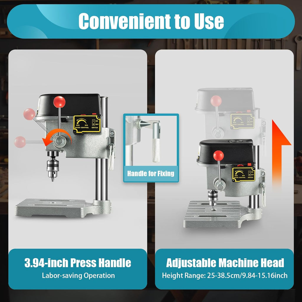 Mini Benchtop Drill Press, 3-Speed Adjustable Bench Drilling Machine Q13460