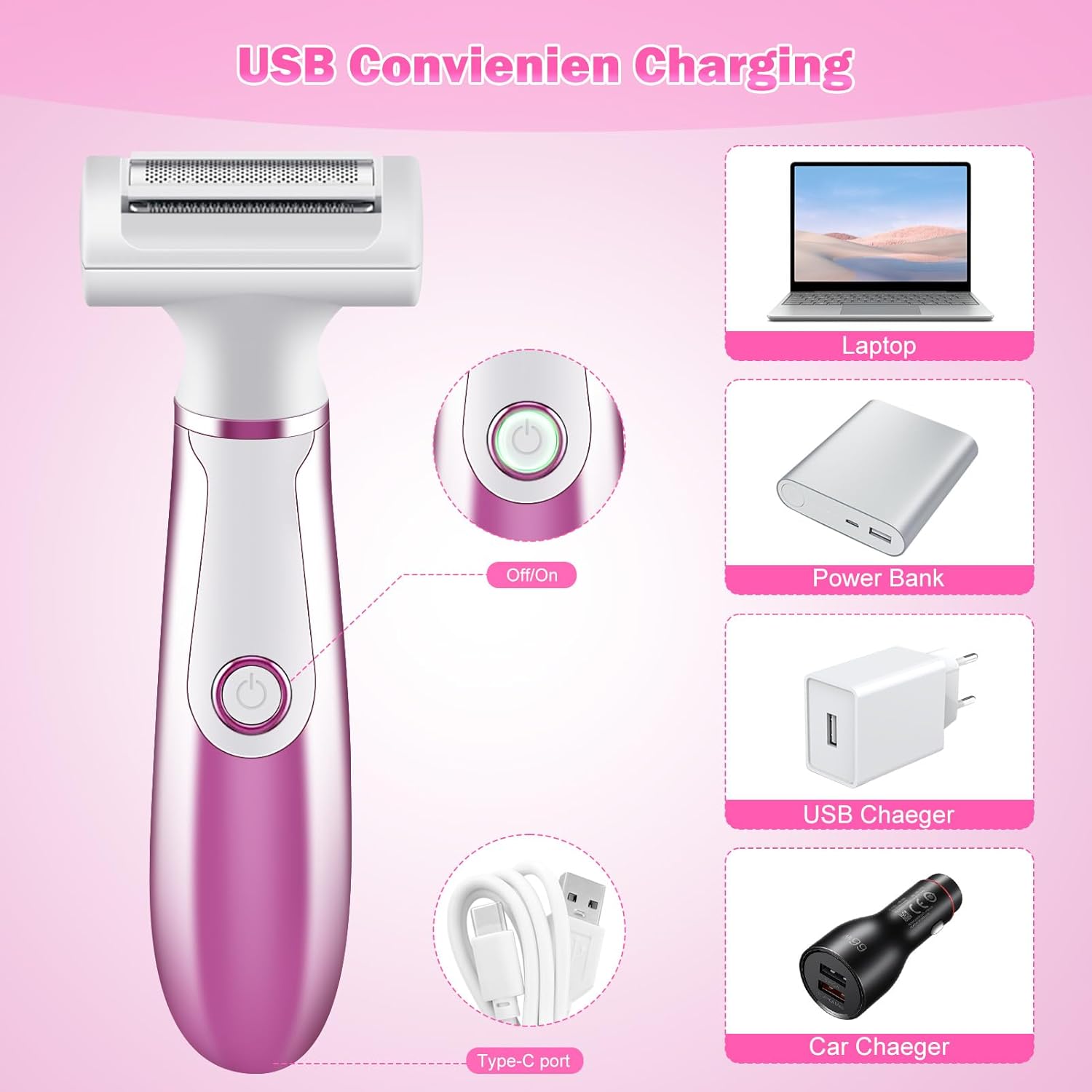 4 in 1 Electric Shaver and Trimmer for Women Facial Body Hair Removal S680881
