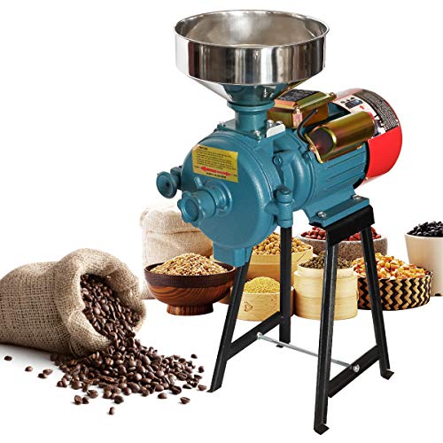 SLSY Electric Grain Mill Wet Dry Mill Grinder 3000W, 110V Commercial Grain Grinder Machine for Cereals Corn Grain Wheat Feed Mill