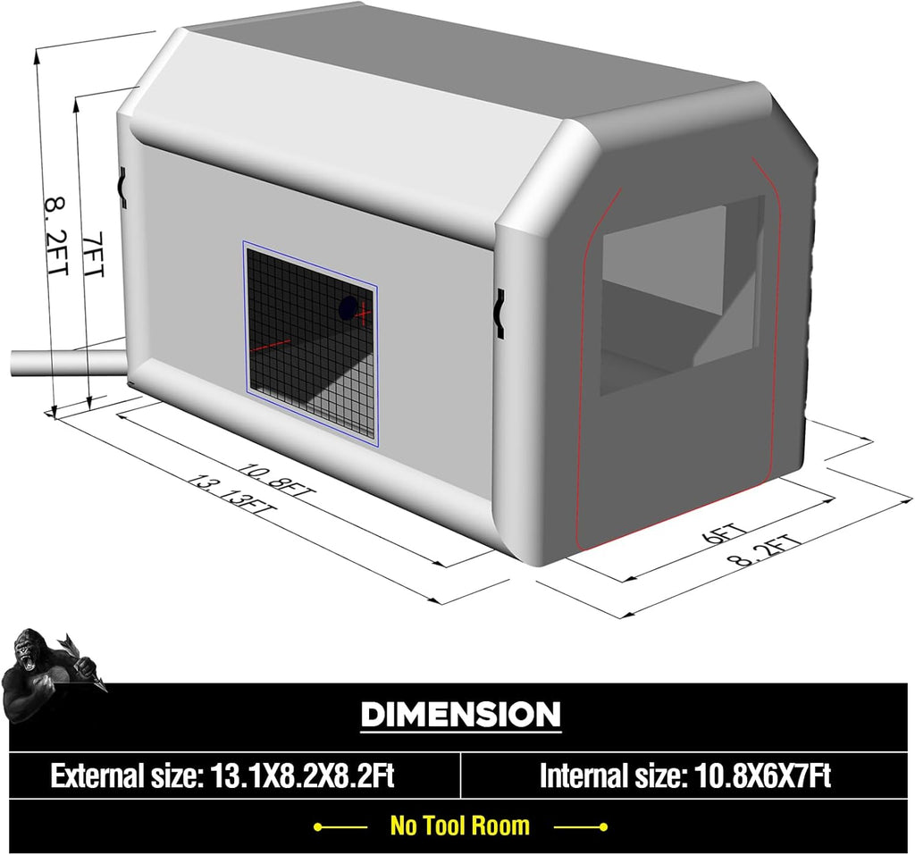 Inflatable Paint Booth 13x10x8ft with Blower and Air Filter D6554
