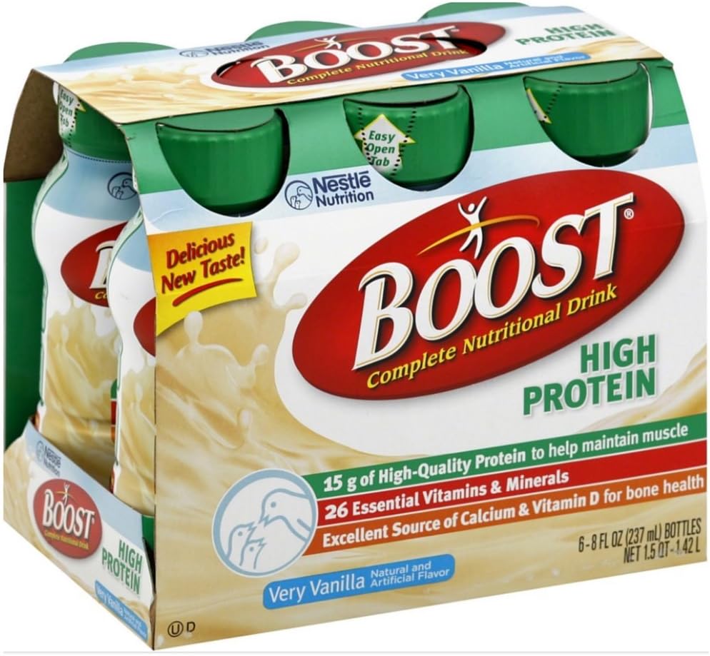 BOOST High Protein Balanced Nutritional Drink, Very Vanilla, 8 FL OZ (Pack of 6)