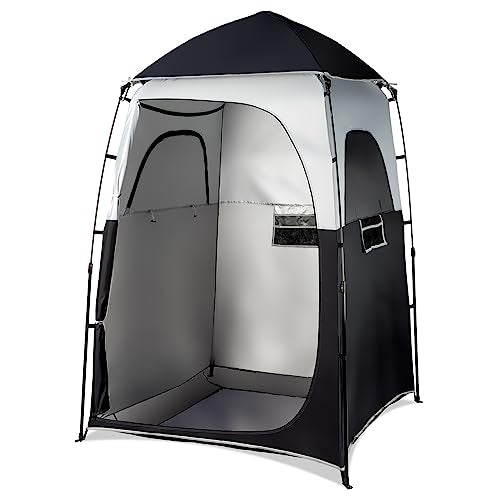 VINGLI 6.8FT Shower Tent, Large Instant Pop Up Shelter with Mesh Floor & Carrying Bag, Privacy Changing Room Tent for Toilet, Camping, Dressing, Lightweight & Sturdy, Easy Set Up