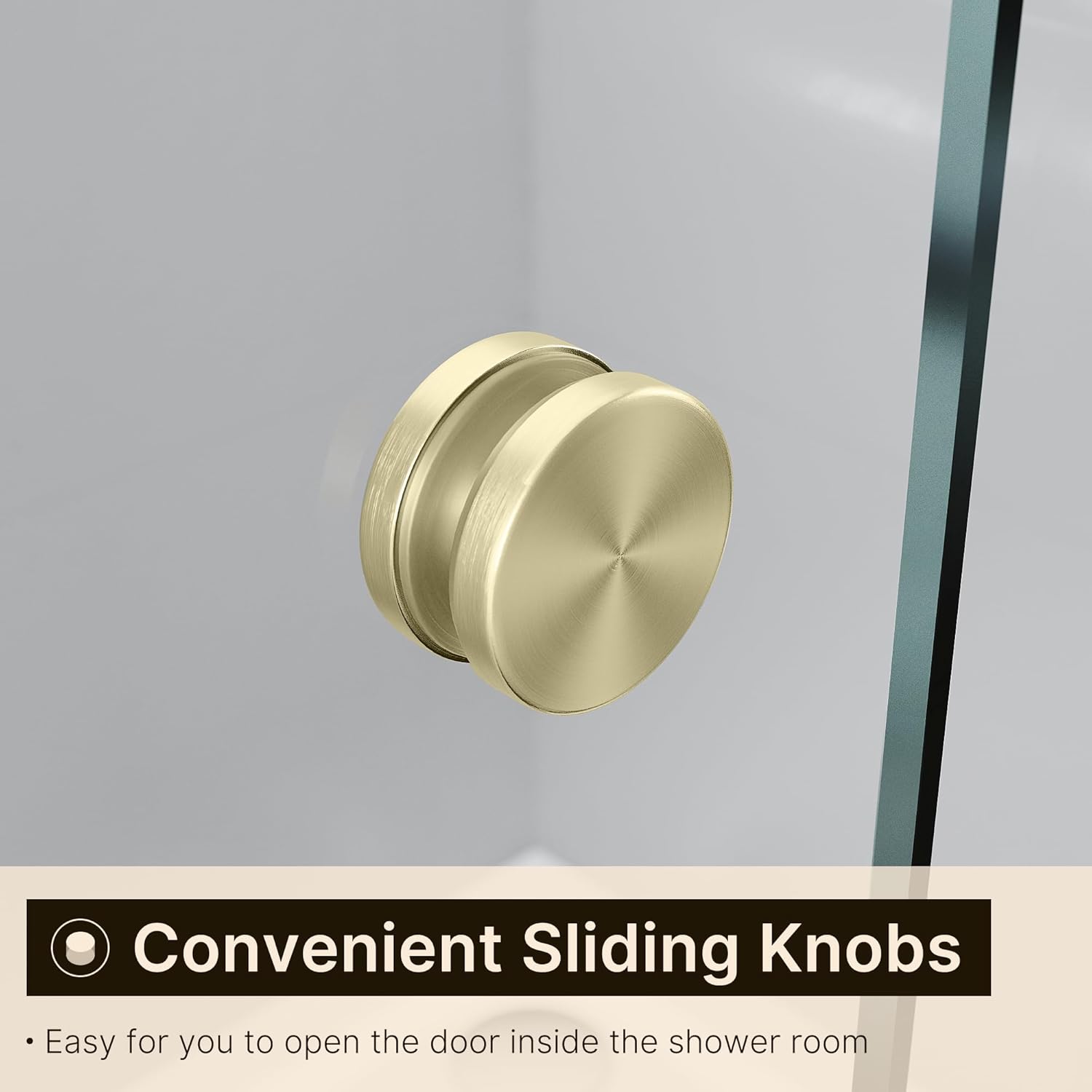 Double Sliding Shower Door, Semi-Frameless, Clear Tempered Glass, Brushed Gold Finish T561088