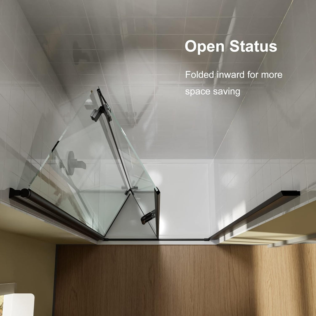 Frameless Glass Shower Door 32" x 72" Matte Black U529