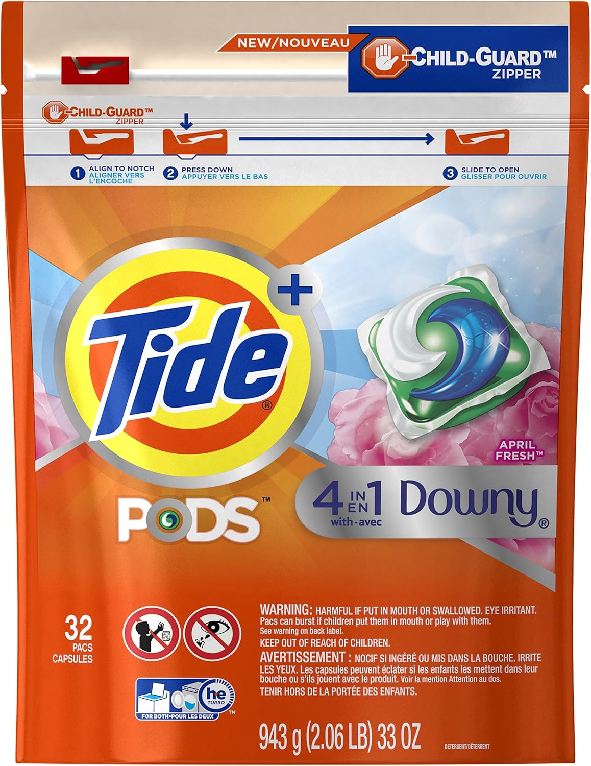 Tide Pods Plus Downy Laundry, Tide Pods Wdowny, 32 Ounce