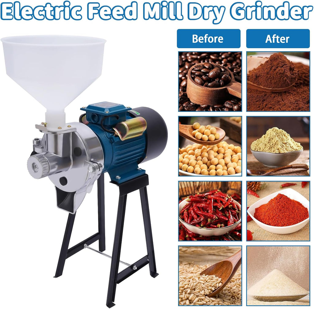 Electric Grain Mill Grinder, 2200W Wet & Dry Cereals, Heavy Duty with Funnel U609697