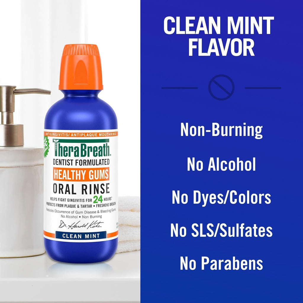 Healthy Gums Oral Rinse Clean Mint, 16 oz, Pack of 6 C4487