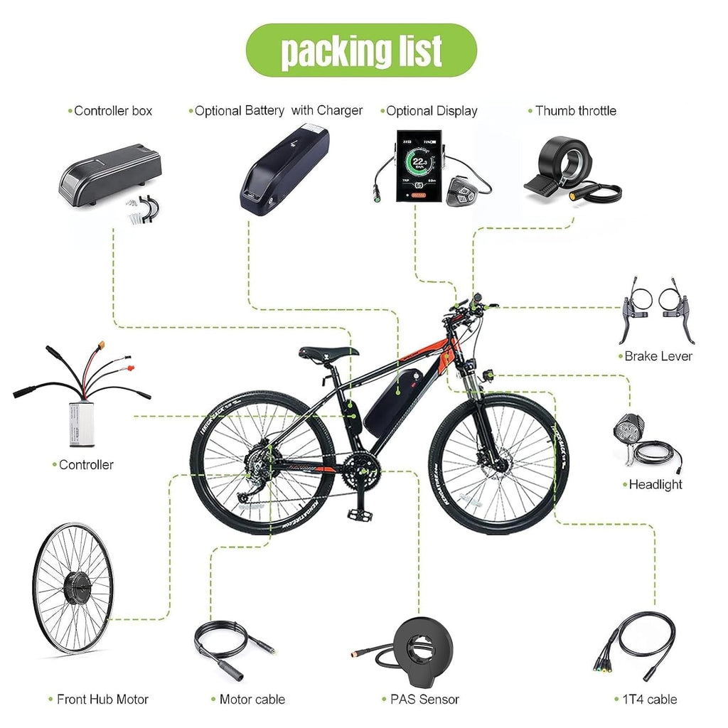 48V 500W Front Hub Motor Electric Bike Conversion Kit for 26 inch 700C Wheel F856031
