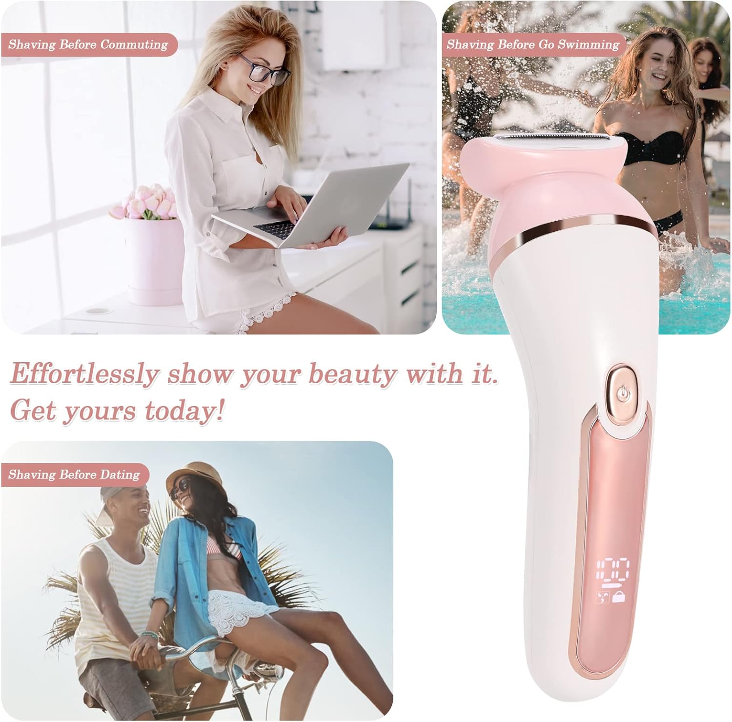 2-in-1 Rechargeable Lady Shaver for Legs, Arms, Face Hair Removal J6977