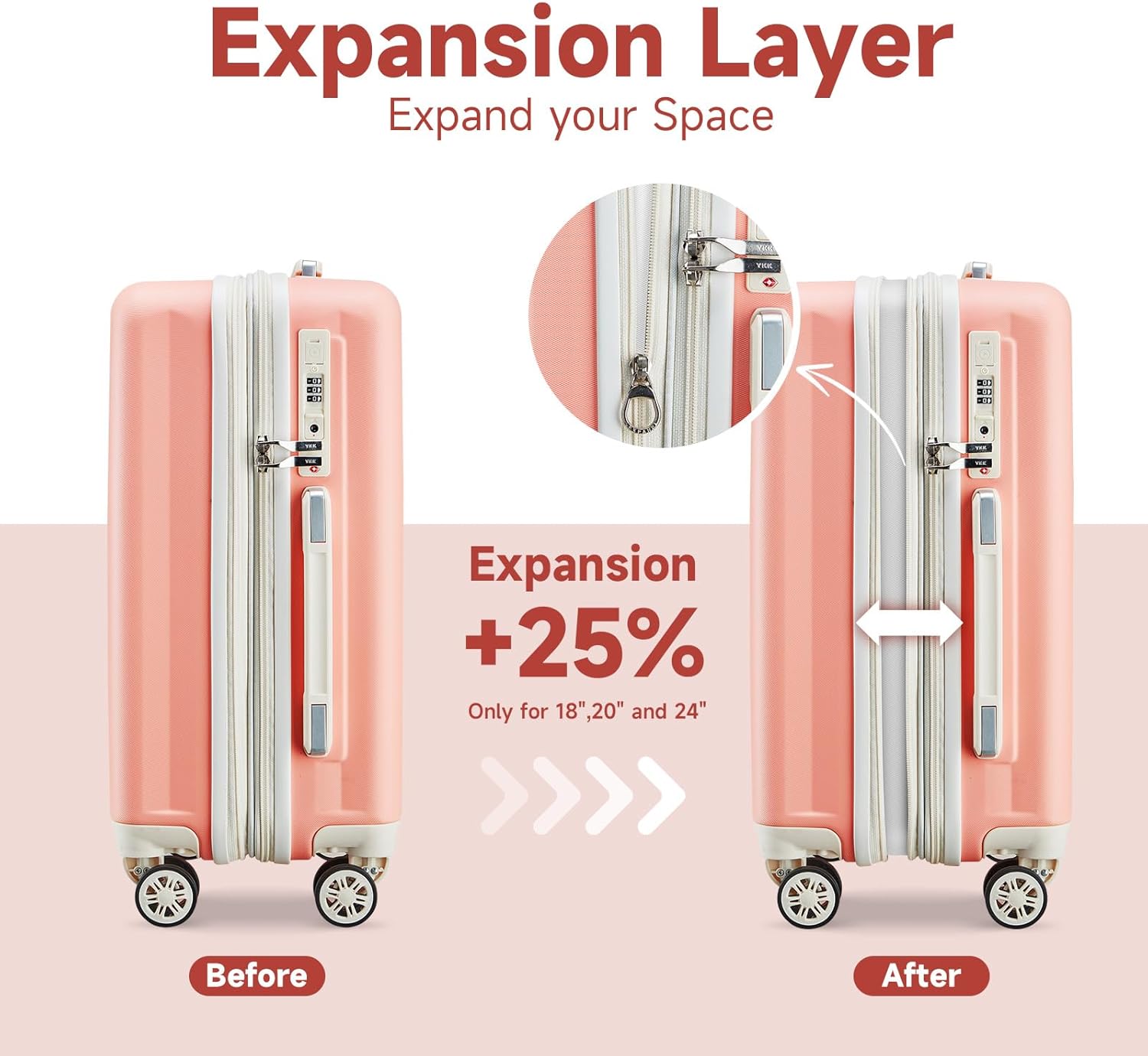 Luggage Set 4 Piece Expandable Hardside with Spinner Wheels TSA Lock O7180