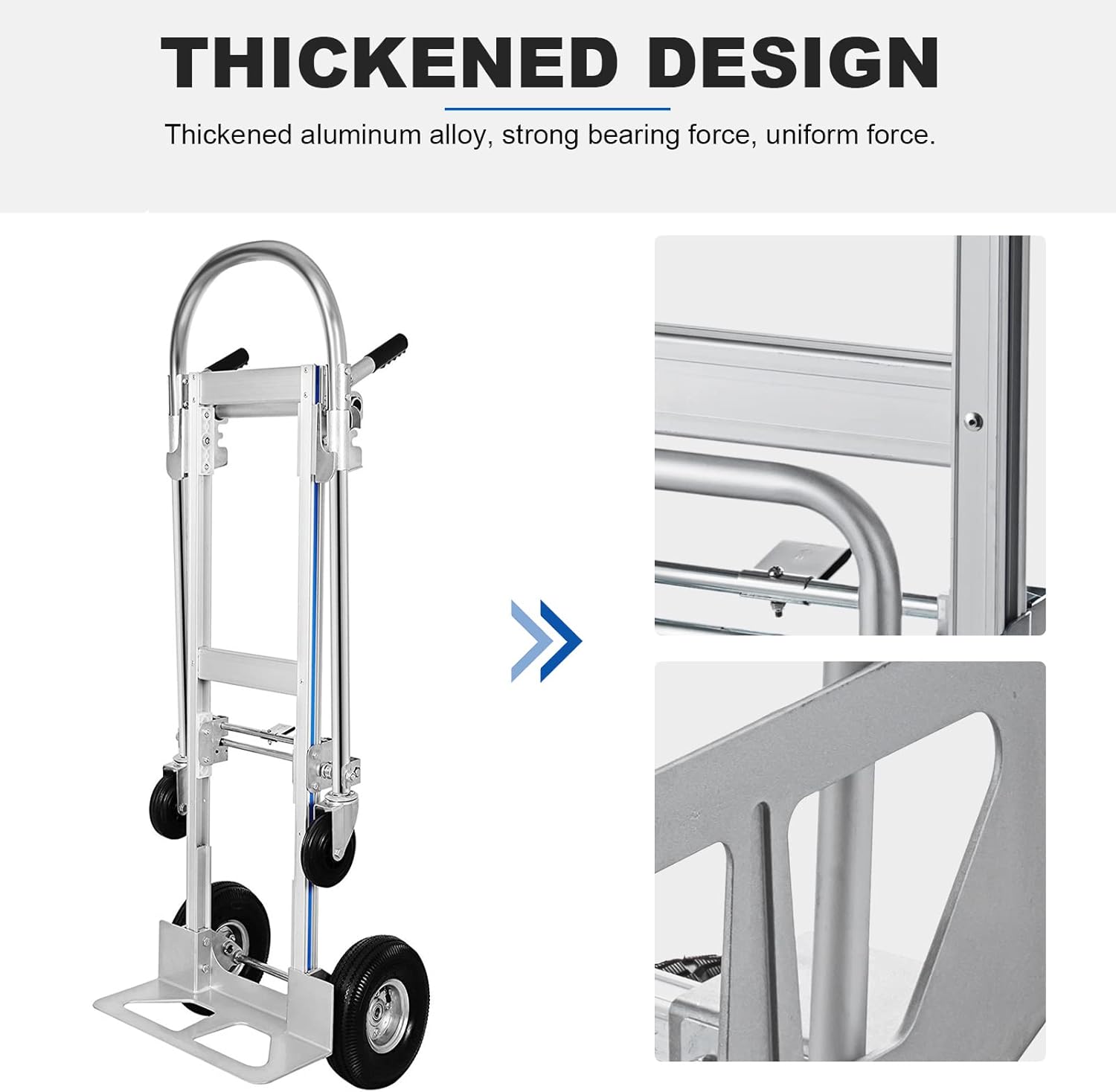 Aluminum Hand Truck, Heavy Duty Convertible Dolly, 770 LBS Utility Cart with Rubber Wheels E95505