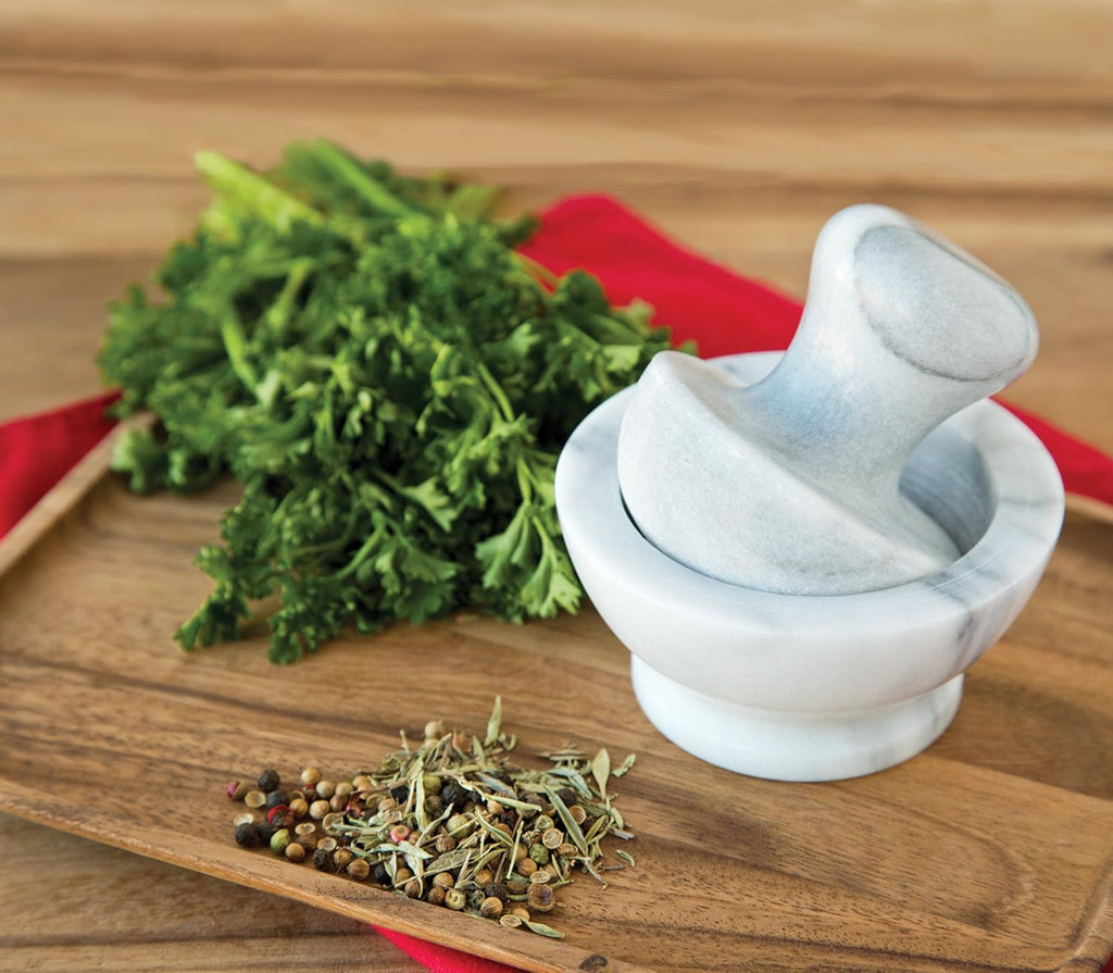 Marble Mortar and Pestle, White H470203