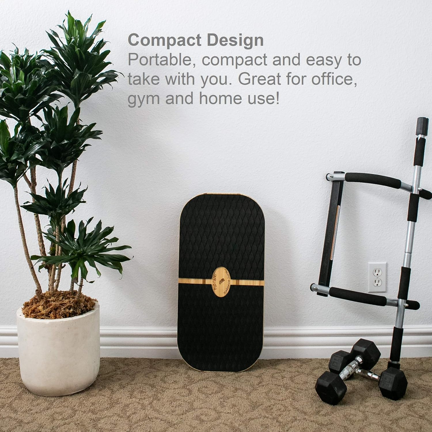 Bamboo Balance Board for Office, Standing Desks, Yoga, Exercise with 3 EVA Foam Modules H834563