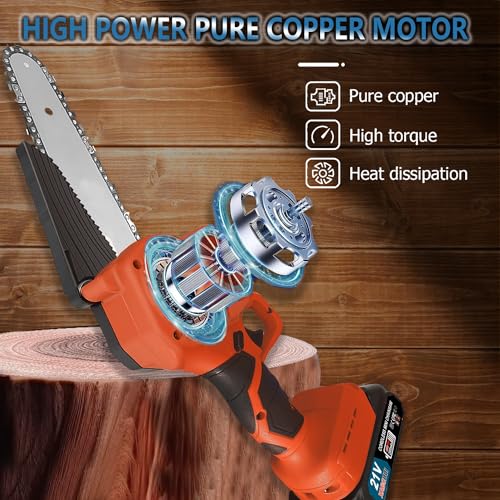 Cordless Mini Chainsaw 6 Inch with 2 Batteries and Charger D283554