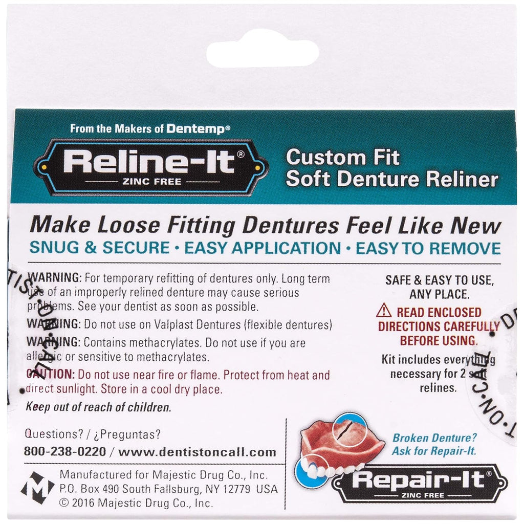 Denture Reliner Kit for Upper & Lower Dentures, Easy Application F551