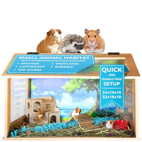 Small Rat cage - Cage for Guinea Pigs - Hamsters Cage - Small Animal Cage -Chinchilla Cage - Small Guinea Pig Cage - Hamster Habitat - Large Hamster Cage- Chinchilla hut - Mouse House (32X18X18)