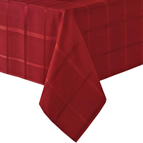 70 Inch Round Fabric Tablecloth, Plaid, Beige C736