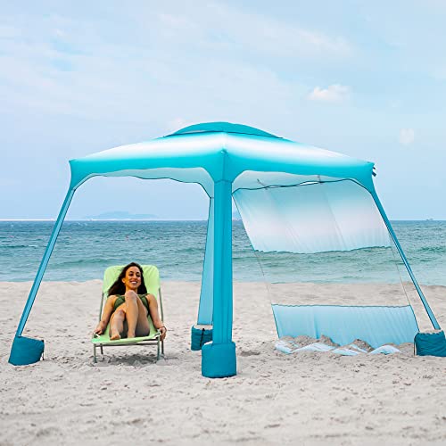 Beach Cabana Canopy with Sand Pockets and Privacy Sunwall F72380