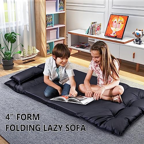 Futon Floor Sofa Folding Chaise Lounge with Adjustable Back and Steel Frame X851555