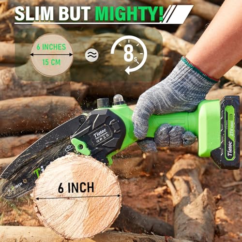 Mini Chainsaw 6 Inch Cordless with 2 Batteries for Wood Cutting N733727