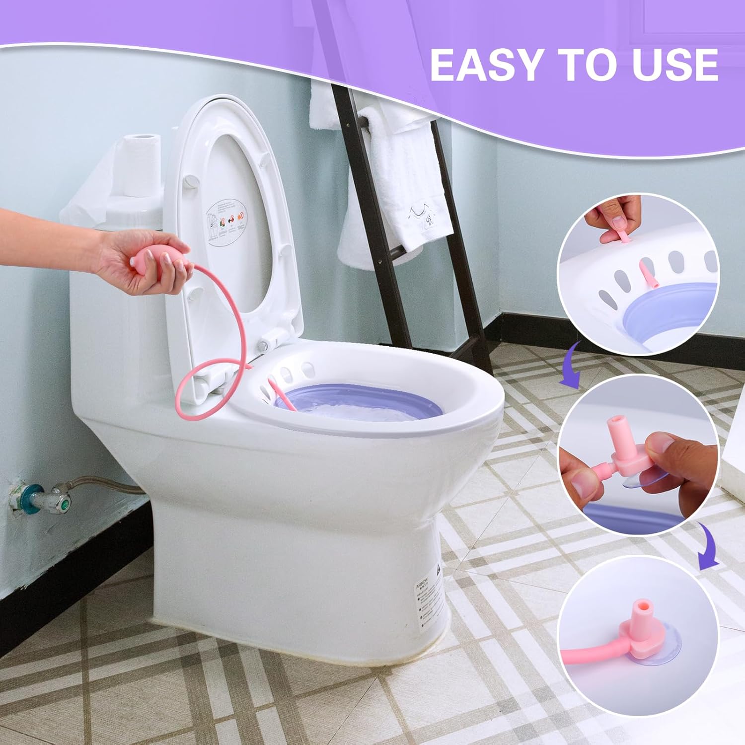 Foldable Sitz Bath for Toilet Seat, Postpartum Care Basin F580016