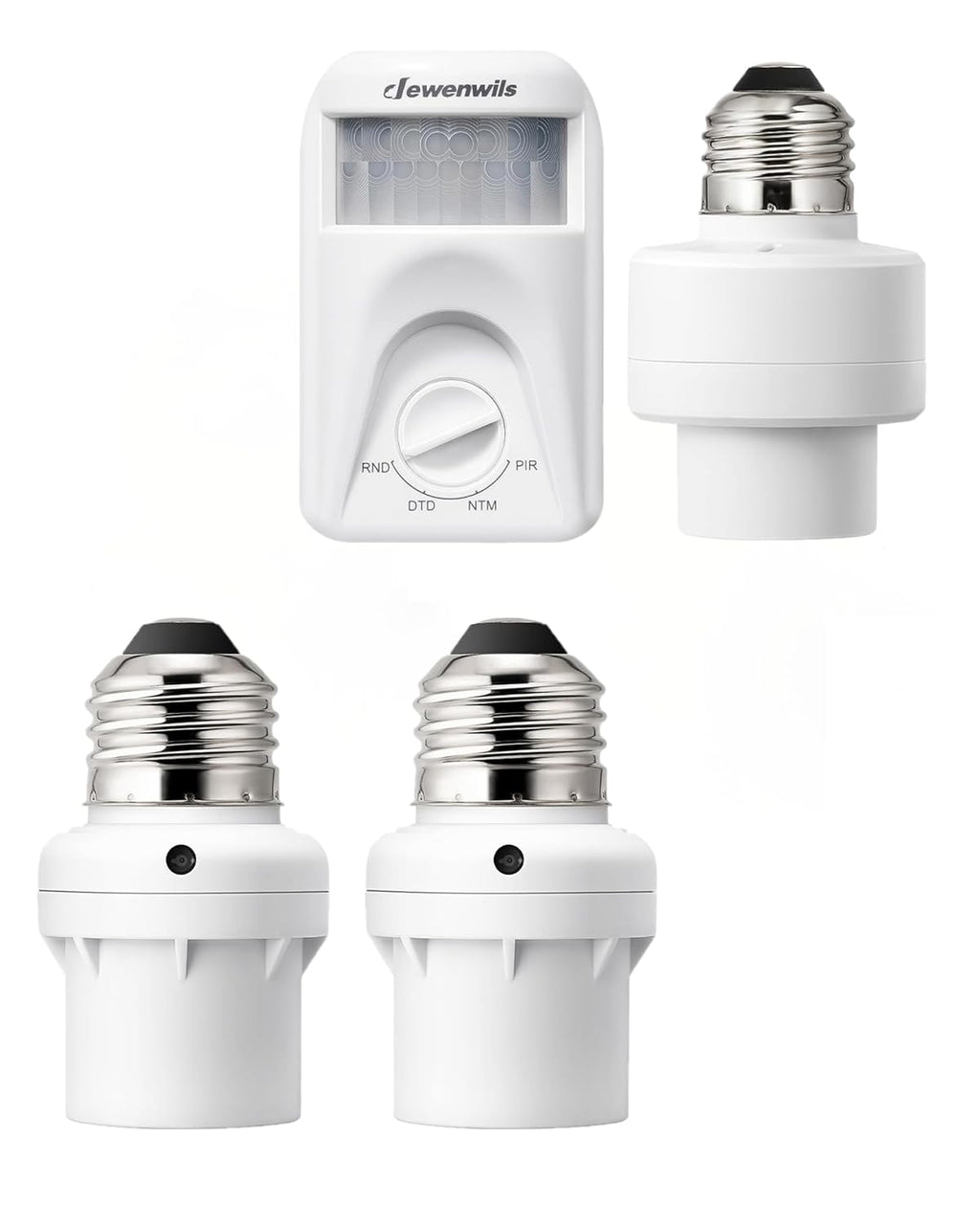 DEWENWILS Light Sensor Socket + Motion Sensor Light Socket, E26/E27 Screw in Dusk to Dawn Sensor Adapter, Compatible with Incandescent/CFL/LED/Halogen Bulbs,