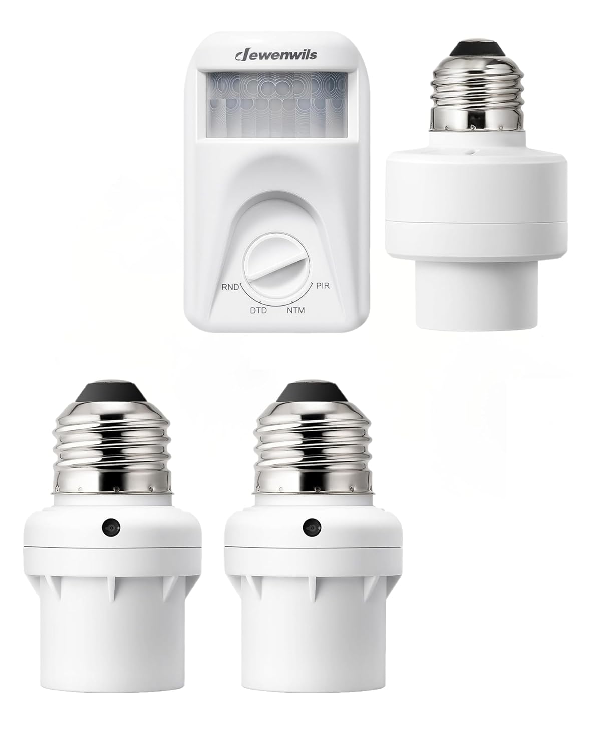 DEWENWILS Light Sensor Socket + Motion Sensor Light Socket, E26/E27 Screw in Dusk to Dawn Sensor Adapter, Compatible with Incandescent/CFL/LED/Halogen Bulbs,