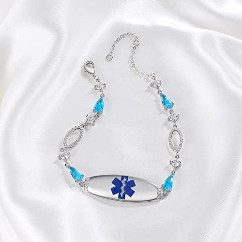 Silicone Medical ID Bracelet Adjustable Waterproof for Men Women E66524
