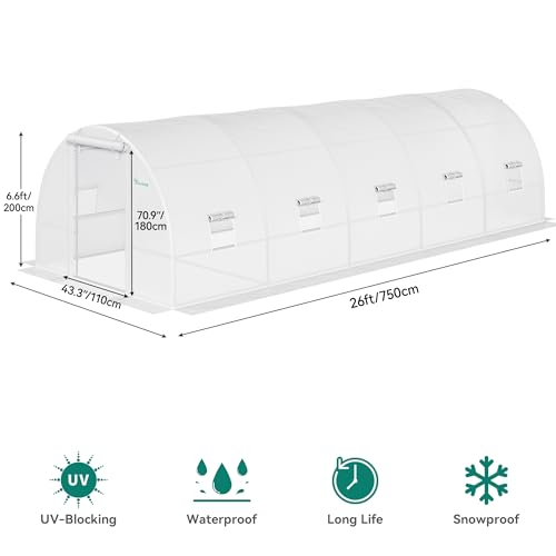 44x10x7ft Greenhouse Extra Large Heavy Duty 4 Zipper Doors Outdoor Walk in Tunnel Plant Gardening B641880