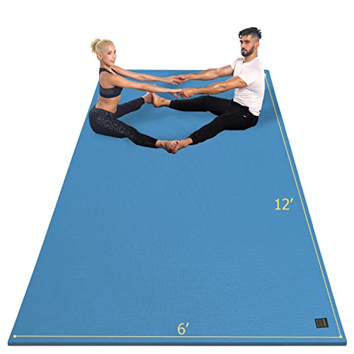 GXMMAT Extra Large Yoga Mat 12'x6'x7mm, Thick Workout Mats for Home Gym Flooring, Non-Slip Quick Resilient Barefoot Exercise Mat for Pilates, Stretching, Non-Toxic, Extra Wide and Ultra Comfortable