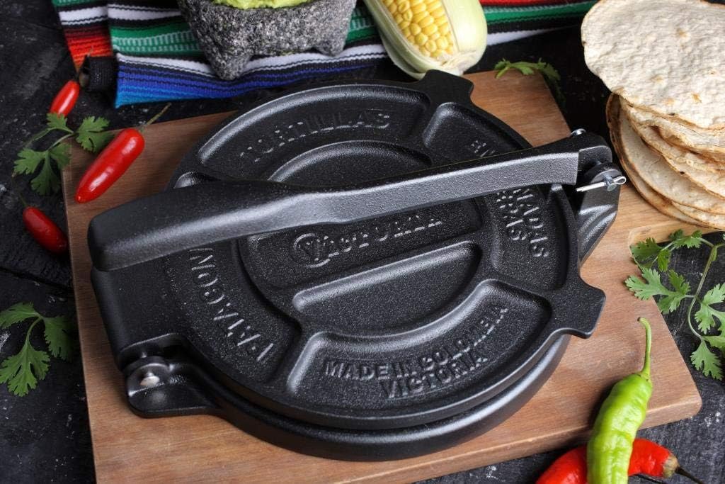 Cast Iron Tortilla Press, 6.5 Inch, Seasoned with Flaxseed Oil N650