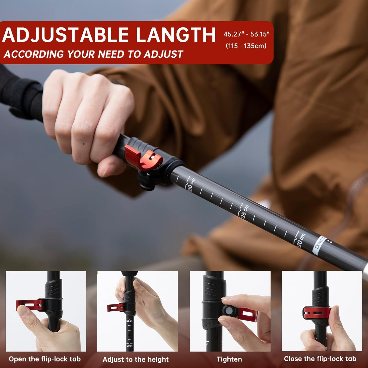 Carbon Fiber Trekking Poles Collapsible Hiking Walking Sticks Quick Lock E157291